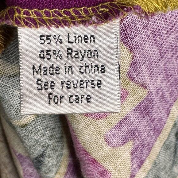 Vintage TALBOTS Linen Dress Womens 8 Tropical Print Floral Summer Hawaiian Beach - Picture 9 of 13